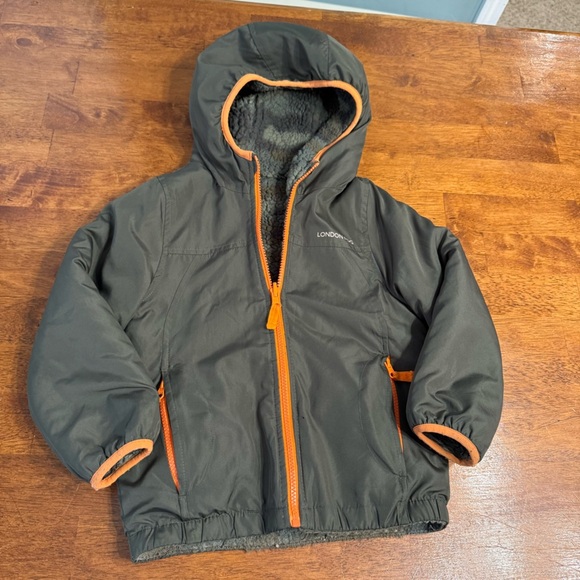 London Fog Other - London Fog green Jacket Orange Trim reversible camo fleece size small 4